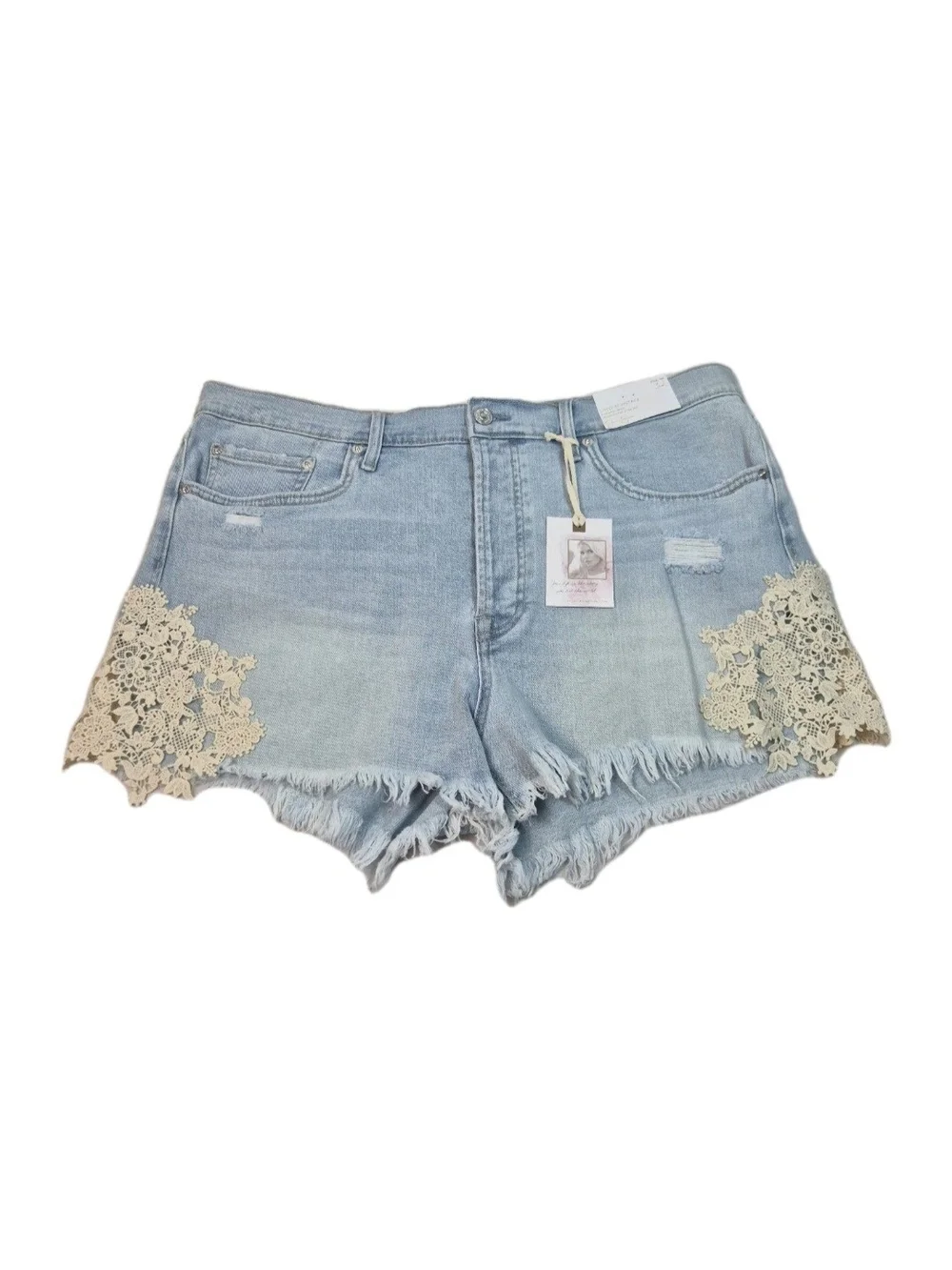 Jessica Simpson Hug Me Jean Shorts Buttercup Size 30 Frayed Button Fly Blue 31 - Picture 1 of 13